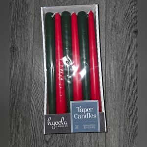 New Hyoola Christmas Candles - Green and Red Taper Style 10In Dripless, 12 Pack